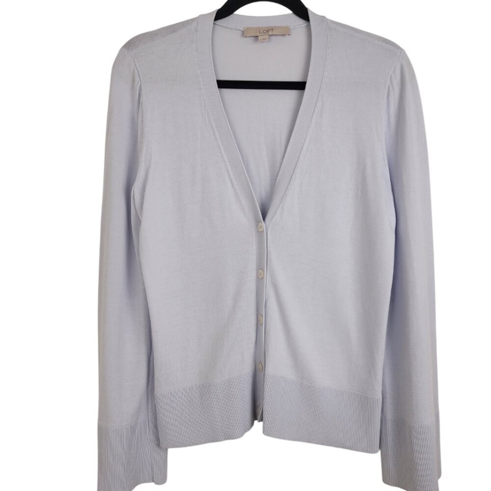 Baby Blue LOFT Button Up Cardigan Oversize Bell Sleeves size medium